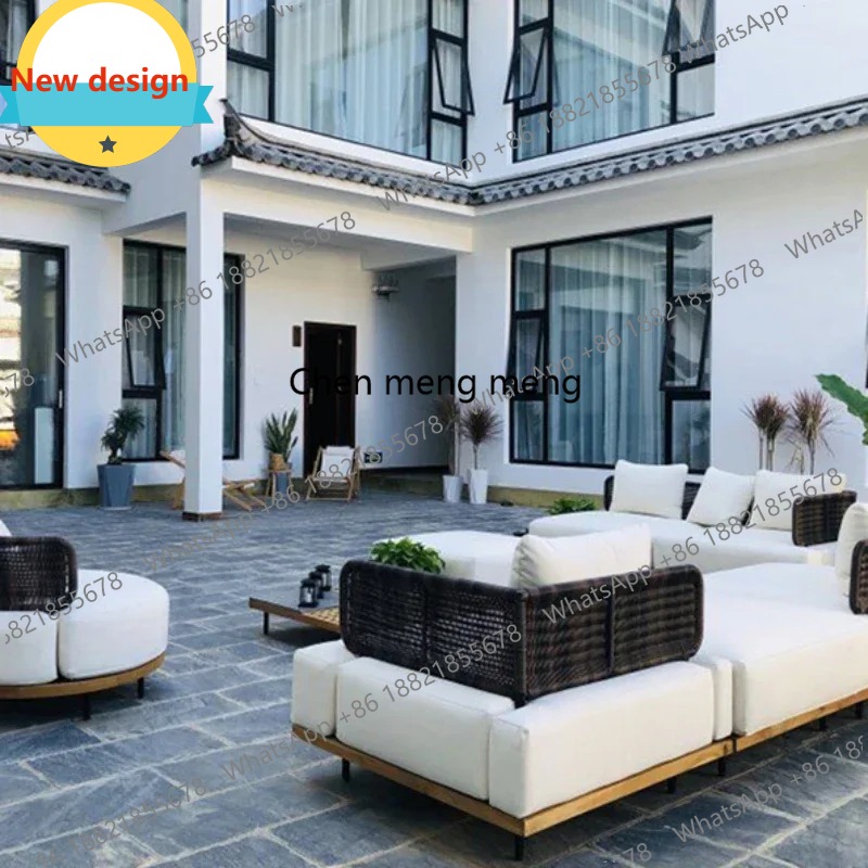 Outdoor Furniture Japanese Style - D80和風シンプルチークガーデンソファ高級レトロレジャーデザイナーガーデンソファモダン屋外家具ディヴァーノ