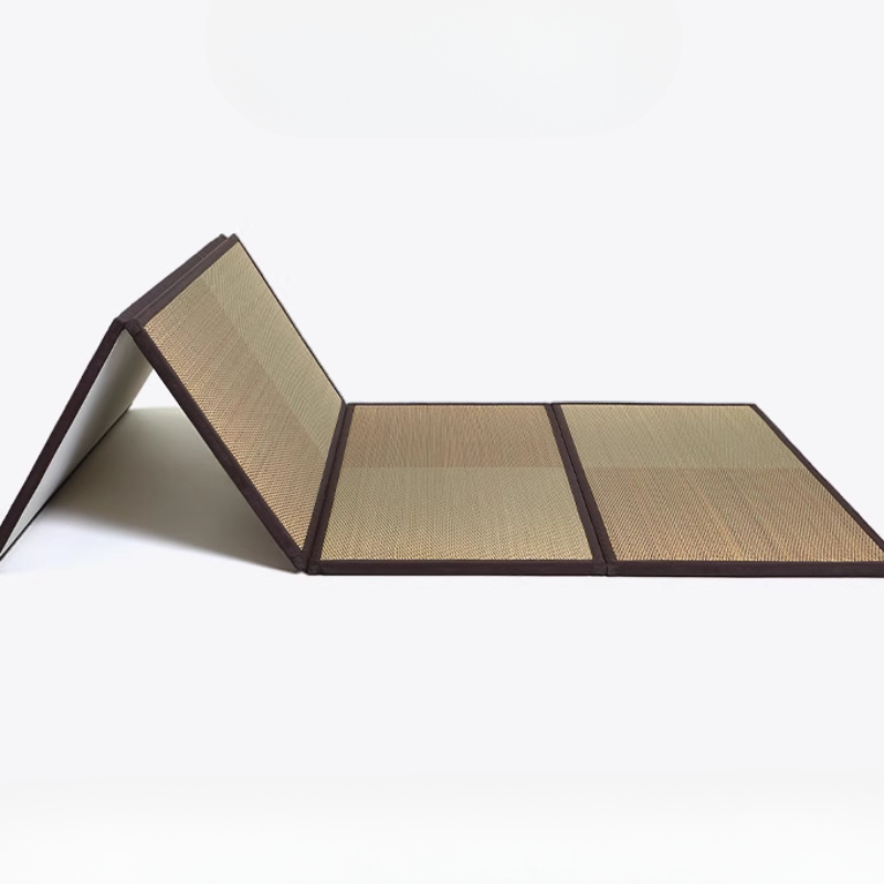 Outdoor Furniture Japanese Style - 和風畳マットレス 4つ折りデザイン 睡眠用フロアマット 天然わら織りヨガマット ココナッツパームコア 寝室家具