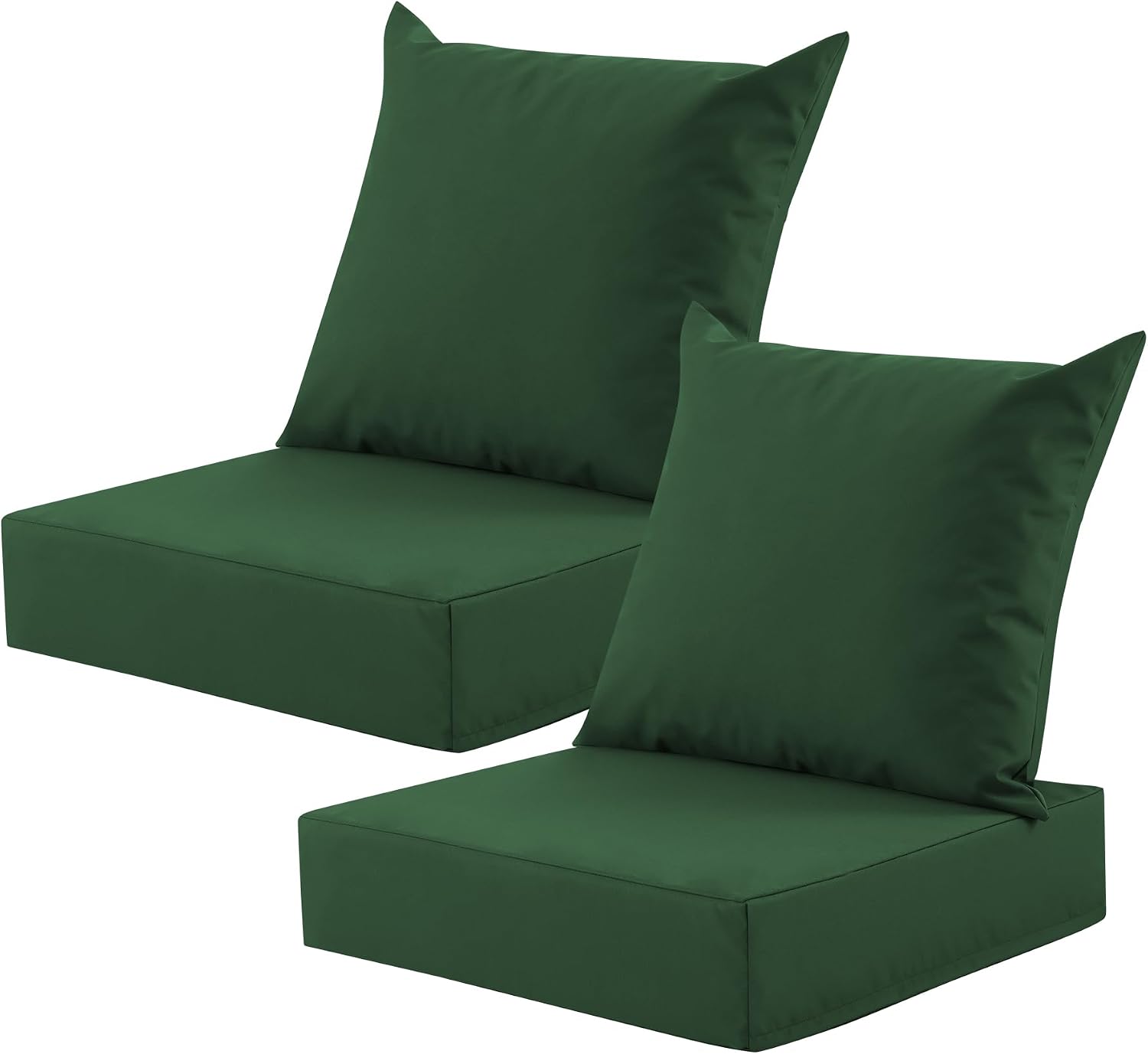 Outdoor Furniture Cushions 24 X 24 - 屋外用ディープシートクッションセット、24x24インチ、フォレストグリーン、2個セット | 耐水性、耐色褪せ性、取り外し可能なカバー、パティオチェア、ソファ、家具用