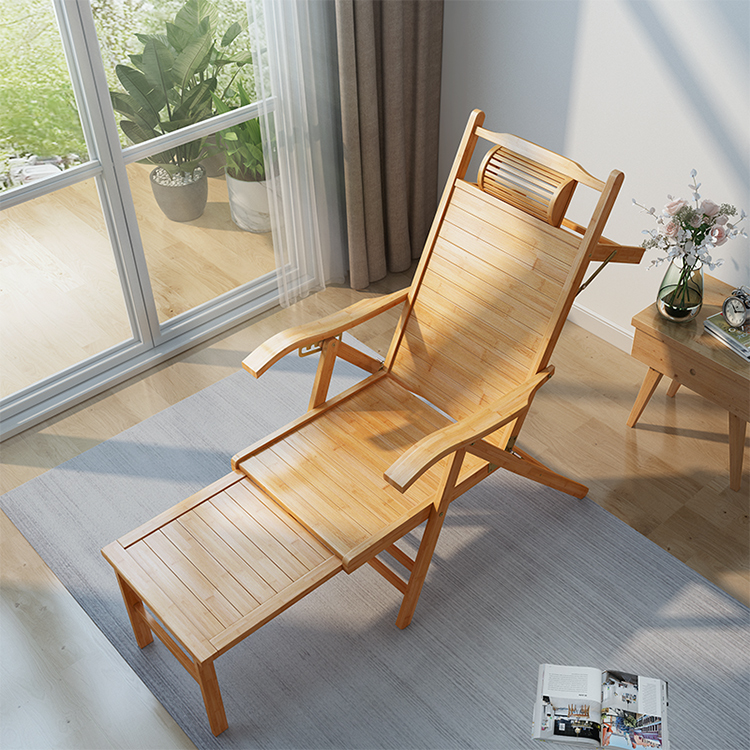 Outdoor Furniture Lounge - 軽量でモダンなデザインの竹製折りたたみ式ラウンジチェア、サンラウンジャー、リクライニングチェア、家庭用家具、屋外、ビーチ、中庭、公園用
