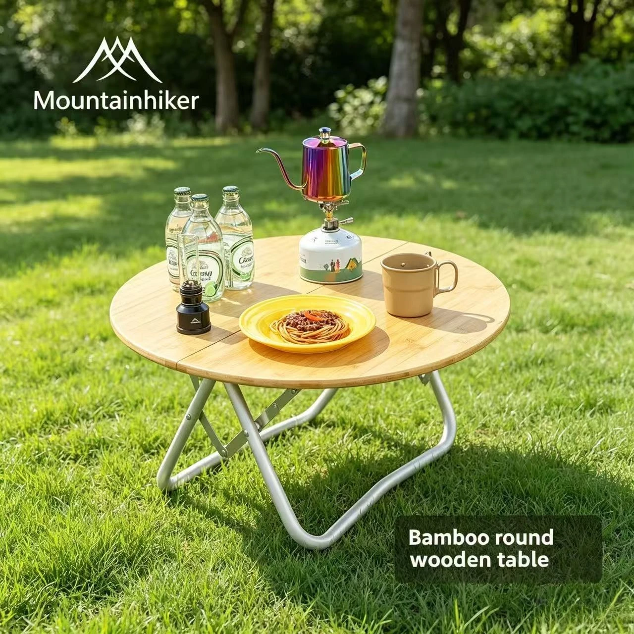 Outdoor Furniture Small - MOUNTAINHIKER ポータブルキャンプテーブル ラウンド折りたたみ式リフト調節可能な小型テーブル 超軽量 屋外用 ピクニック
