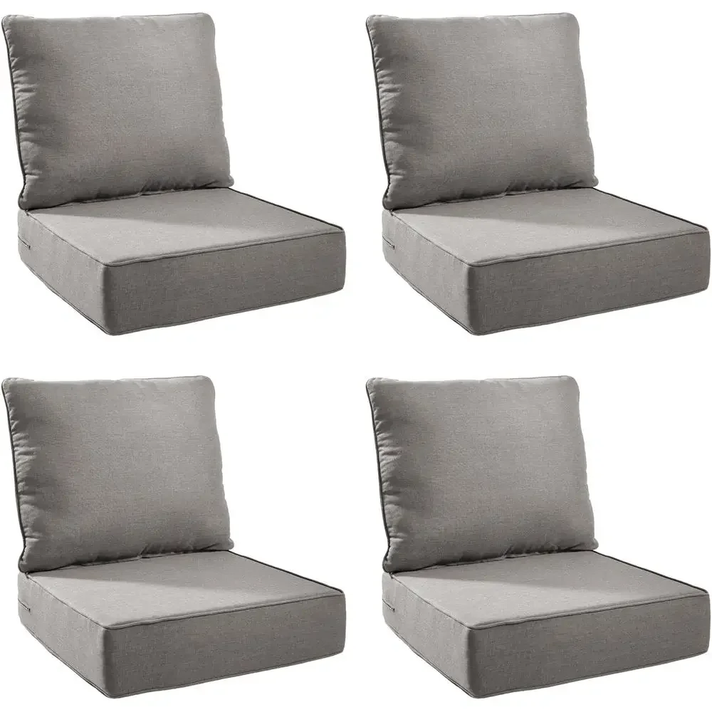 Outdoor Furniture Cushions 24 X 24 - UV&耐水性アウトドアクッションセット、厚さ6の厚手フォーム、24x24パティオ家具カバー、グレー、4個パック