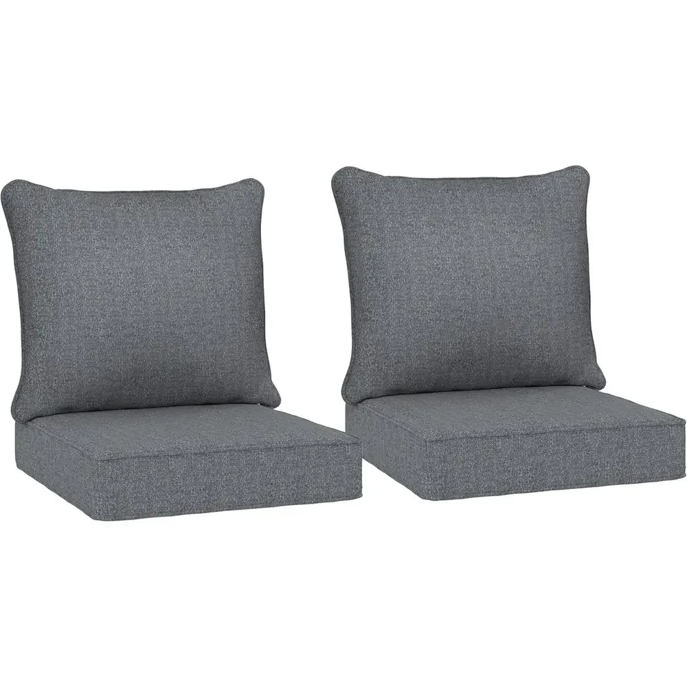 Outdoor Furniture Cushions 24 X 24 - 耐候性のある屋外用椅子クッション 2 個セット、深さ 24x24 インチのシート、パティオ、ソファ、屋外用家具に最適、グレー
