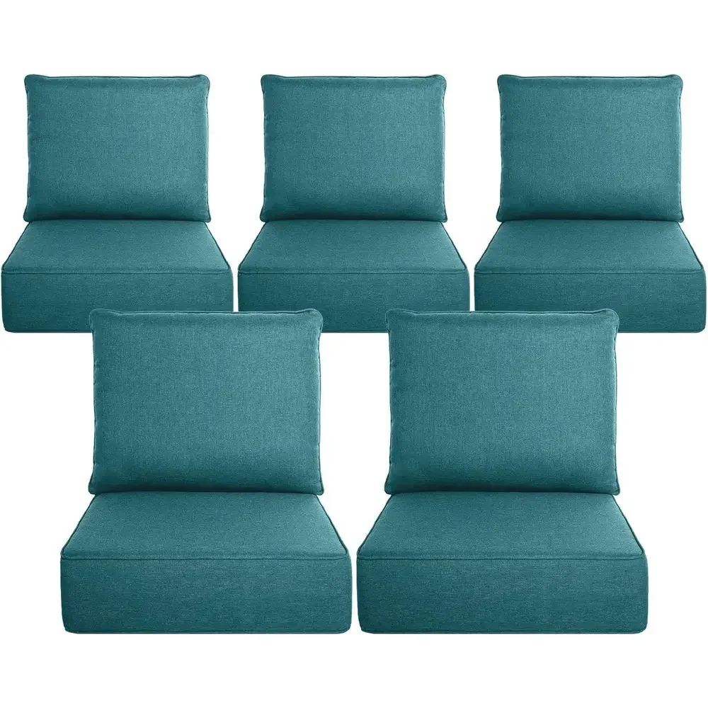 Outdoor Furniture Cushions 24 X 24 - 厚手の屋外用クッション6点セット - 24x24インチの耐久性があり、取り外し可能なカバー付き、パティオ家具やソファベンチ用 - ピーコックブルー