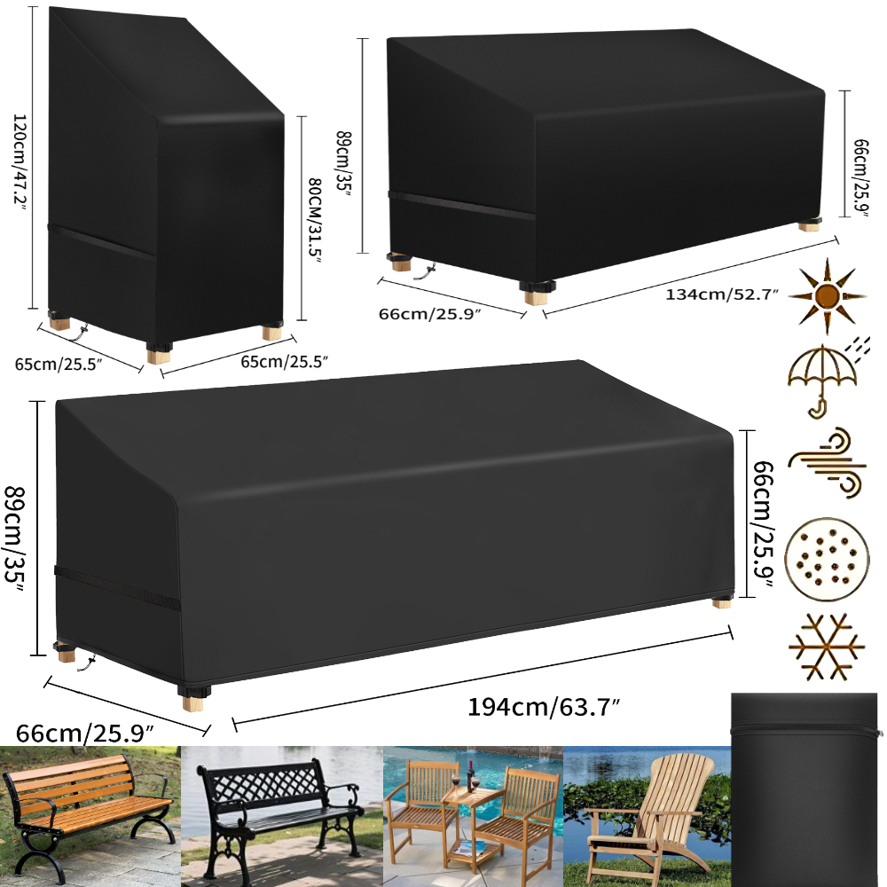 Outdoor Furniture Lounge - 防水パティオチェアダストカバー ガーデン家具保護 アウトドアソファ 雨＆UVカバー ラウンジ芝生用 ディープシートベンチ用