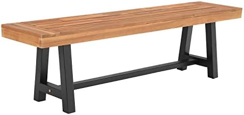 Outdoor Furniture Oil Teak - 屋外用アカシア材ベンチ、長さ63インチのパティオ木製ピクニックベンチ（3人用）、背もたれなしオイル仕上げチーク材家具