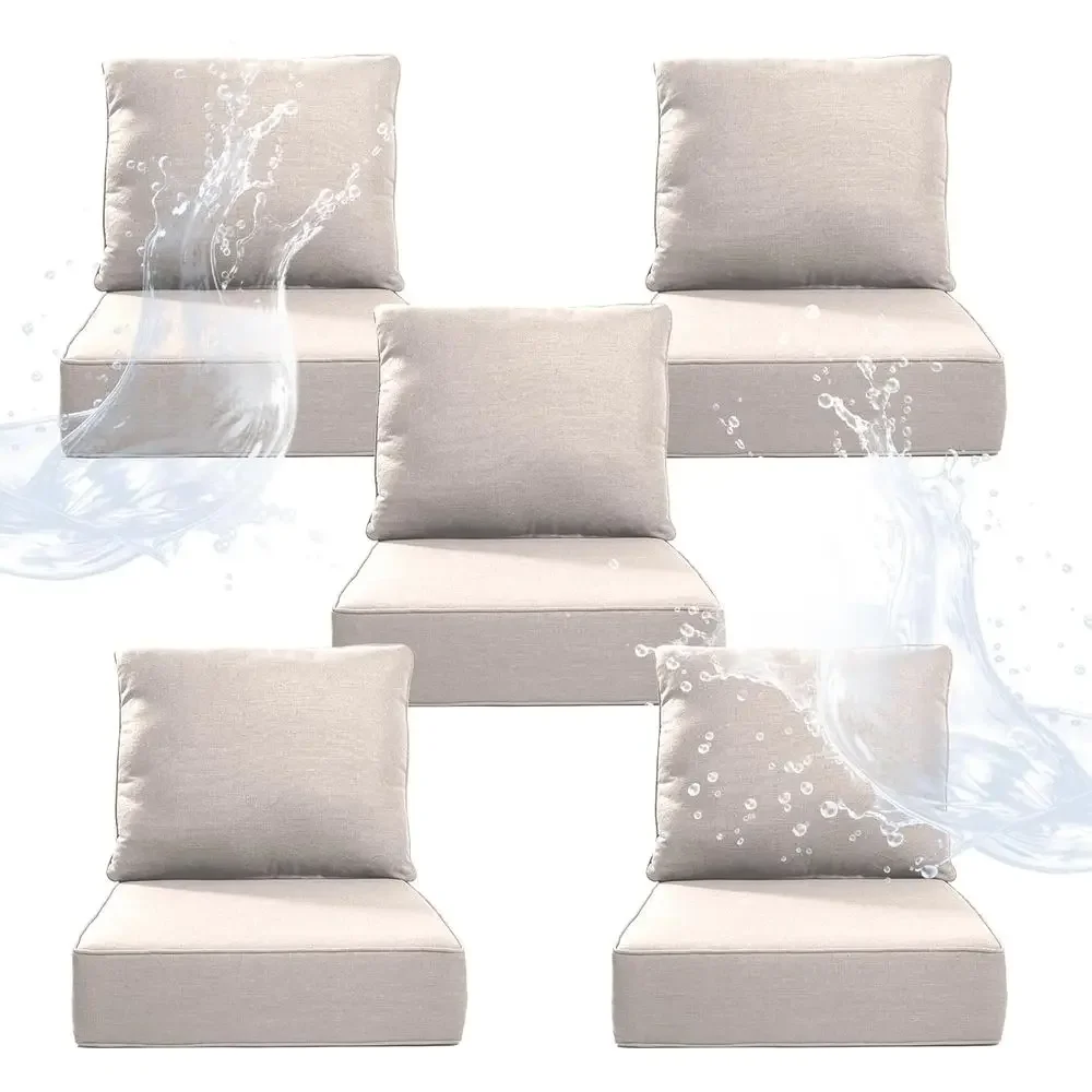 Outdoor Furniture Cushions 24 X 24 - 厚手の屋外用チェアクッション6個（5パック） - 24 x 24 防水パティオ家具クッション、取り外し可能なカバー付き、高密度フォームF