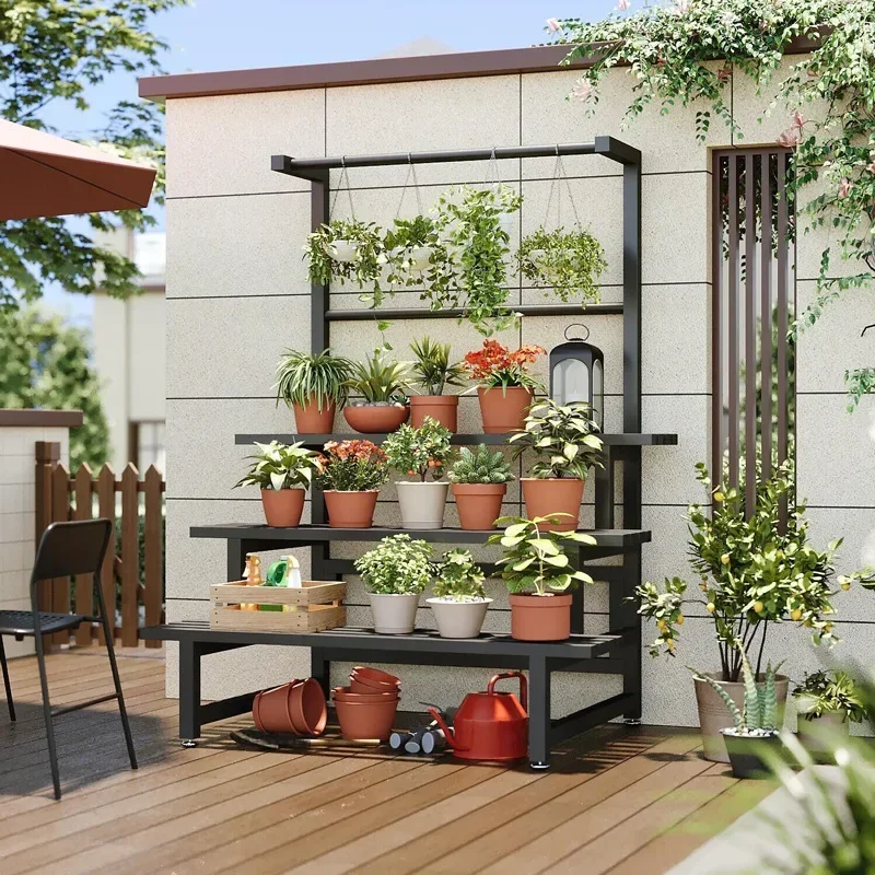 多層ディスプレイ植物ラック棚、ユニバーサル屋外金属正方形棚、 - Outdoor Furniture Balcony のレビューと価格