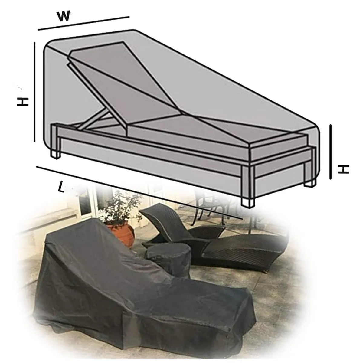 オックスフォード生地のサンラウンジャーカバー、屋外パティオ用 - Outdoor Furniture Lounge のレビューと価格