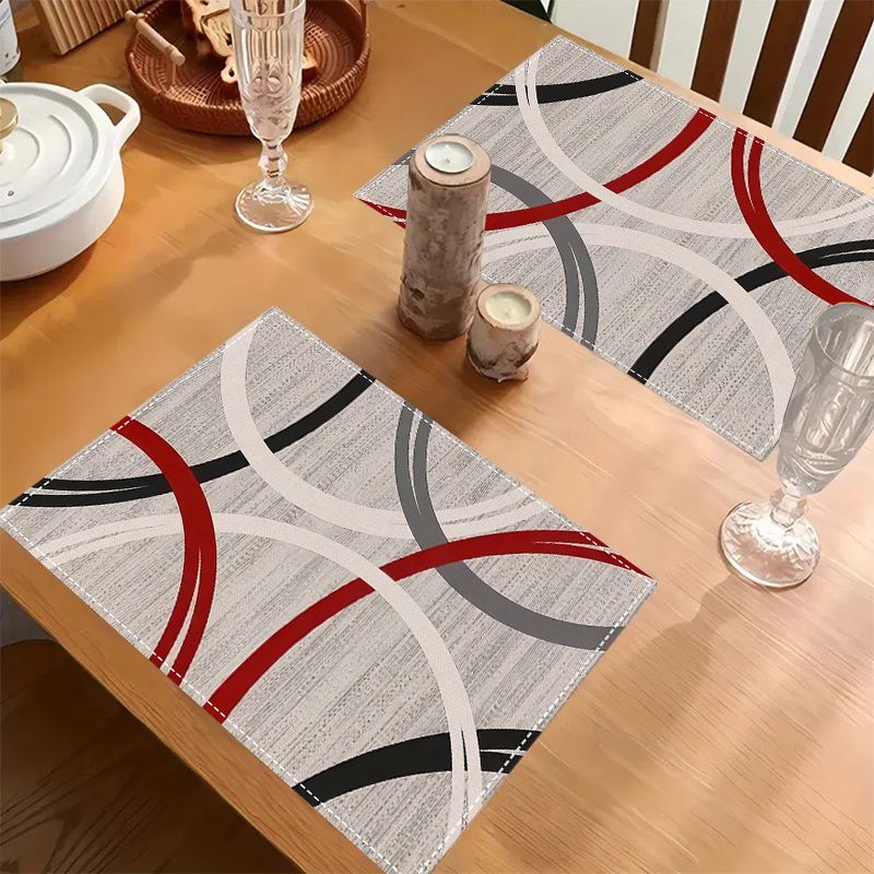VIKAMA 2/4/6枚組 モダン抽象柄プレースマット 赤 - Outdoor Furniture Dining のレビューと価格