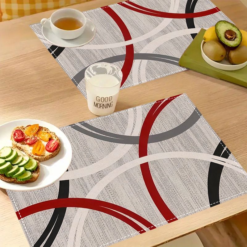 VIKAMA 2/4/6枚組 モダン抽象柄プレースマット 赤 - Outdoor Furniture Dining のレビューと価格