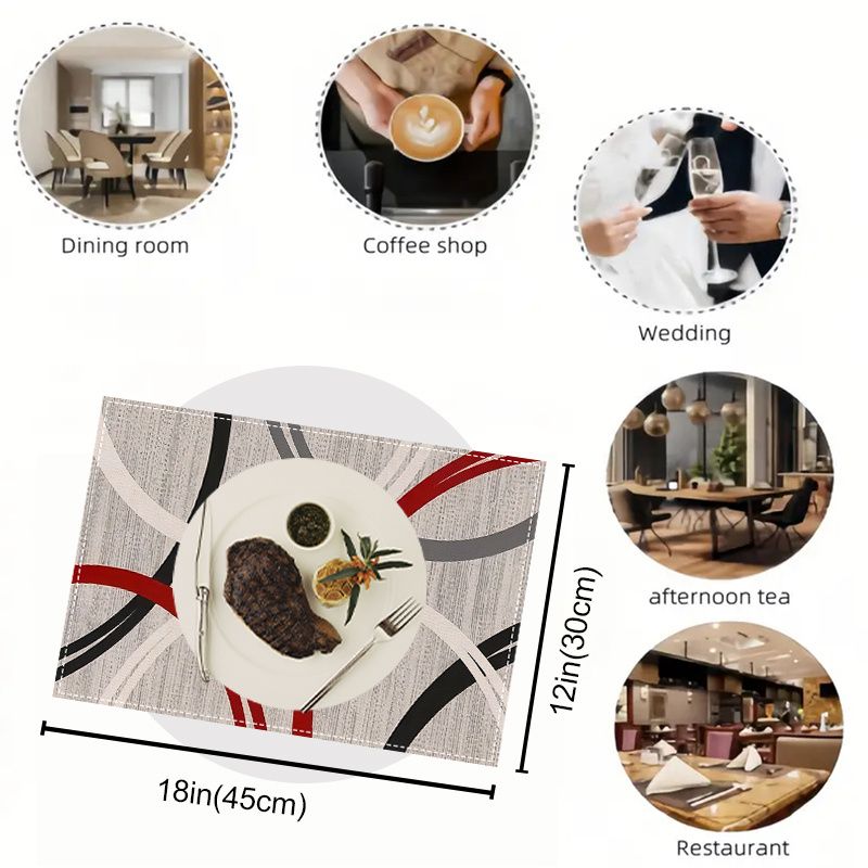 VIKAMA 2/4/6枚組 モダン抽象柄プレースマット 赤 - Outdoor Furniture Dining のレビューと価格