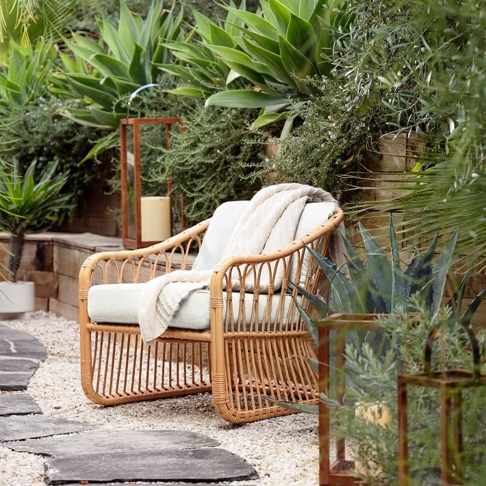 ラタンラウンジチェアソファシングルチェア屋外用ウィッカーナチ - Outdoor Furniture Lounge のレビューと価格