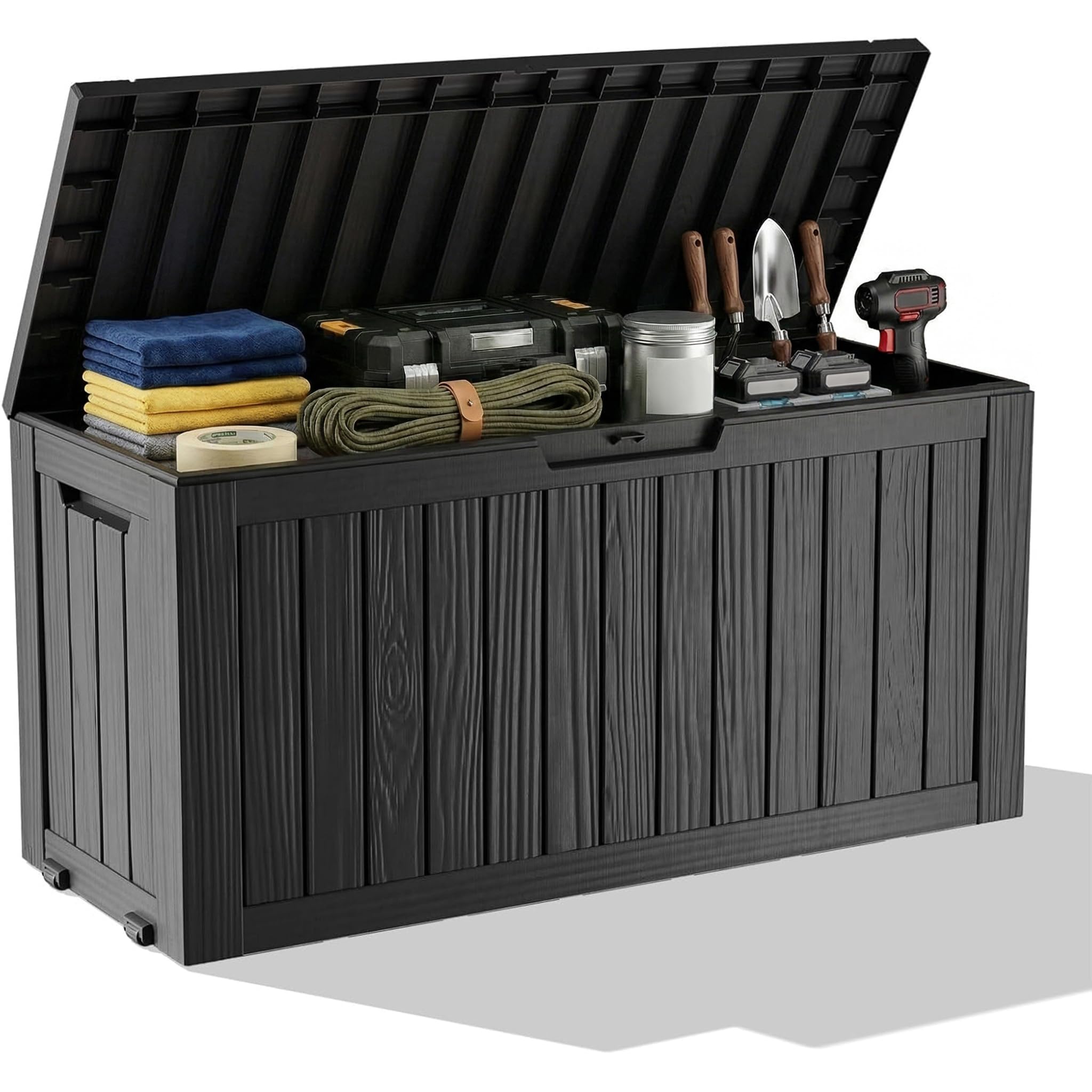 屋外用防水樹脂製収納デッキボックス、ロック可能な屋外ベンチ、 - Outdoor Furniture Wood のレビューと価格