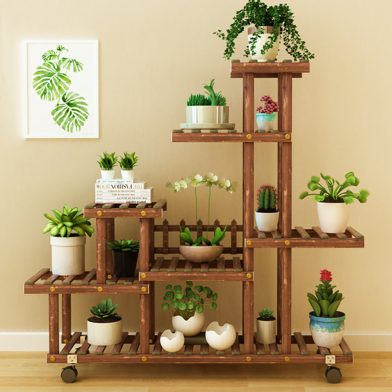 バルコニー多層植物スタンド無垢材可動式床から天井までの植木鉢 - Outdoor Furniture Balcony のレビューと価格