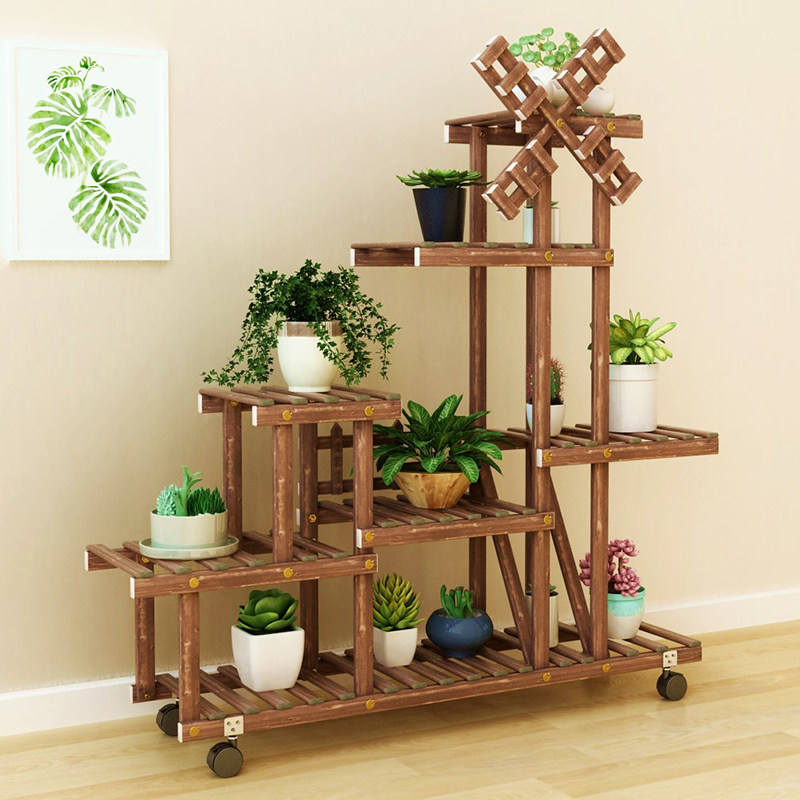 バルコニー多層植物スタンド無垢材可動式床から天井までの植木鉢 - Outdoor Furniture Balcony のレビューと価格
