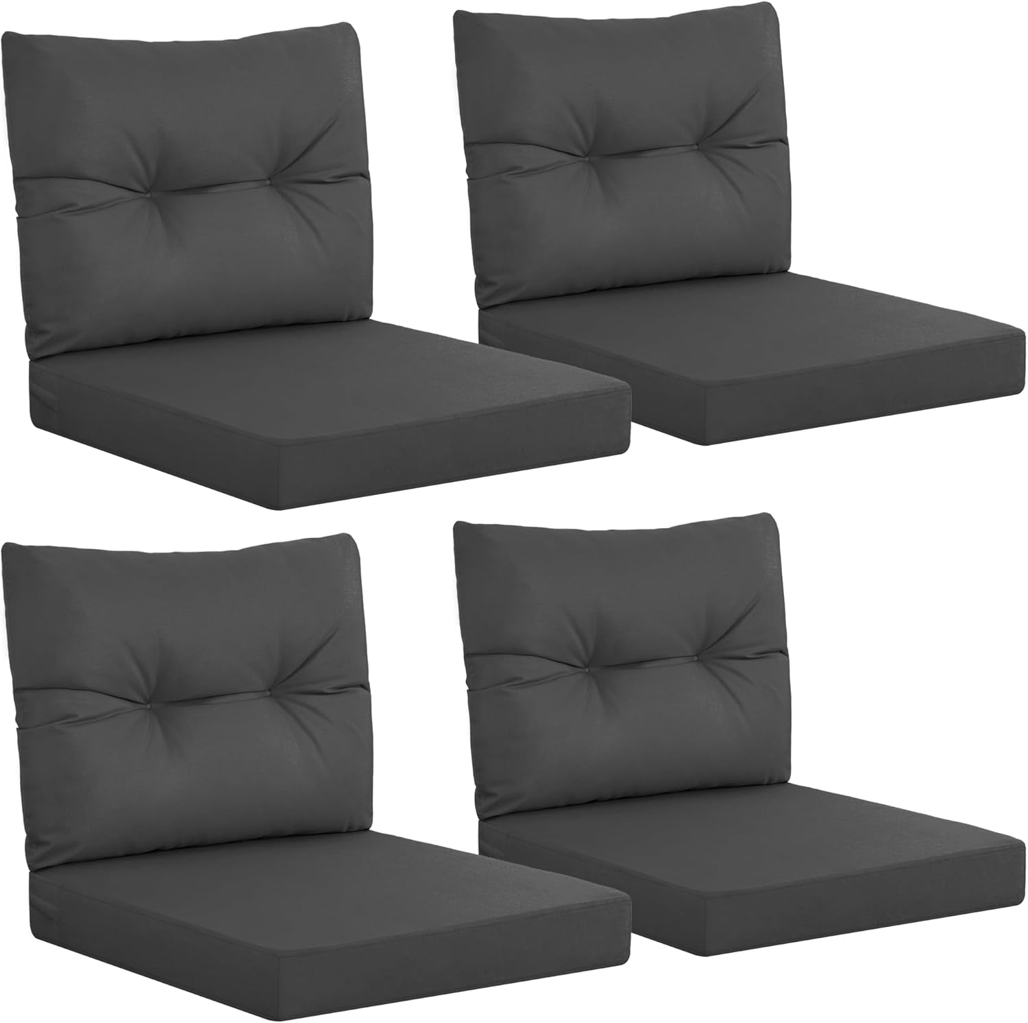 屋外パティオ家具 ダークグレー クッション 4 個セット、防 - Outdoor Furniture Cushions 24 X 24 のレビューと価格