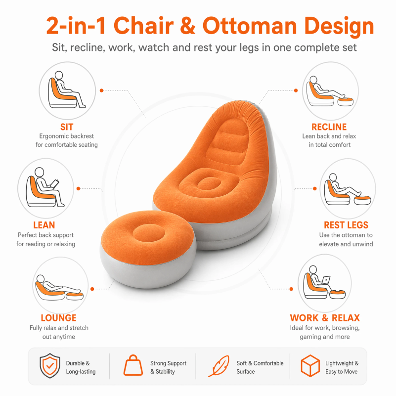 フロッキング加工のインフレータブルレイジーソファセット（フッ - Outdoor Furniture Small のレビューと価格