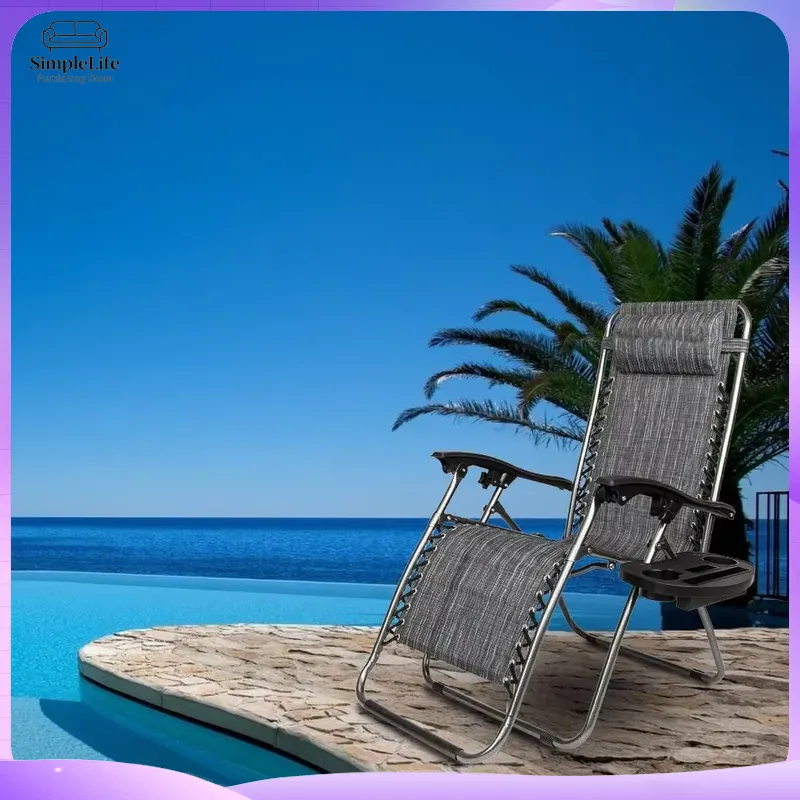無重力チェア 調節可能 折りたたみ式 ラウンジチェア グレー - Deck Chair Lounger のレビューと価格