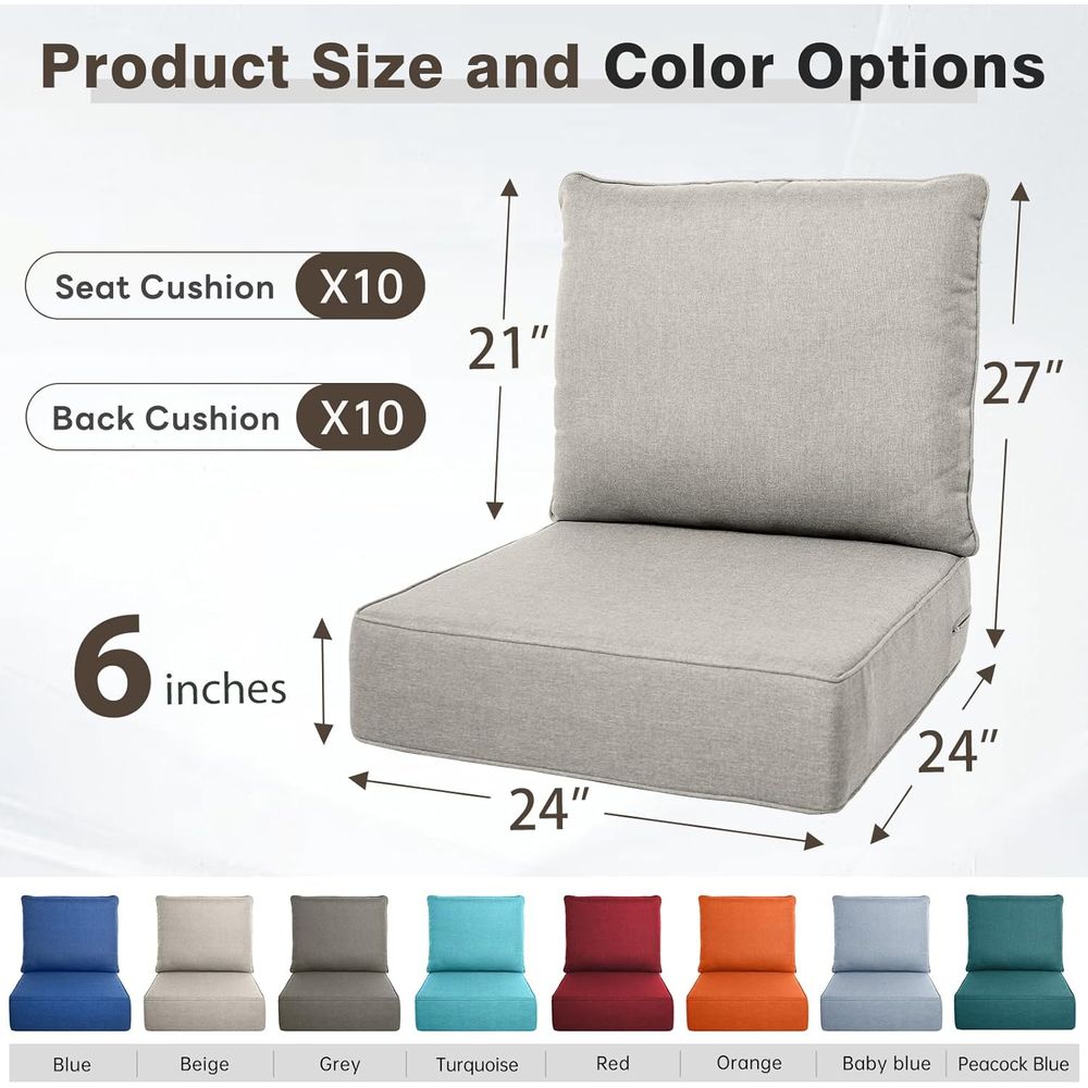6枚の厚手の屋外用クッションセット - 24 x 24インチ - Outdoor Furniture Cushions 24 X 24 のレビューと価格