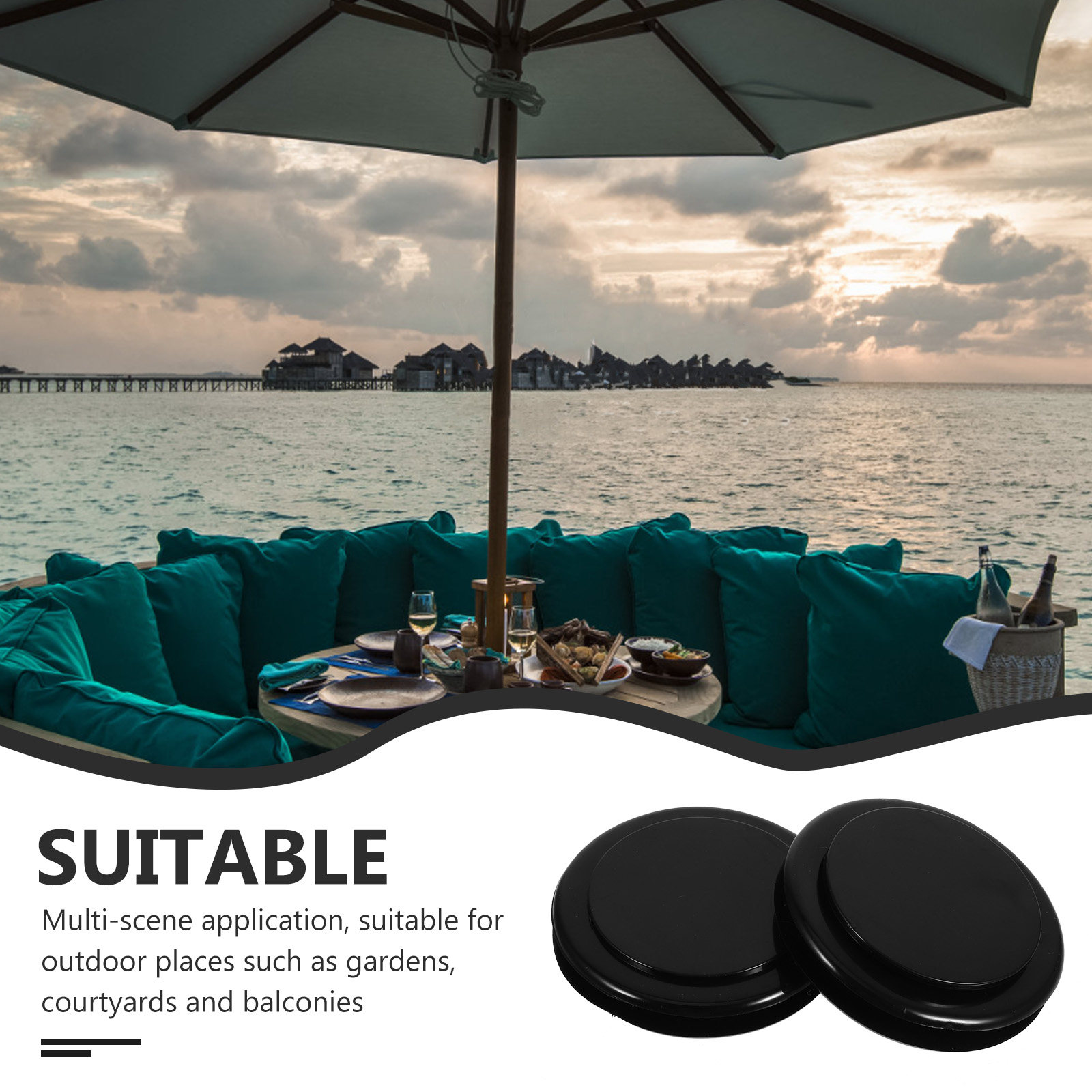 2個セット パティオテーブル用傘穴リングセット 安定したフィ - Outdoor Furniture Balcony のレビューと価格