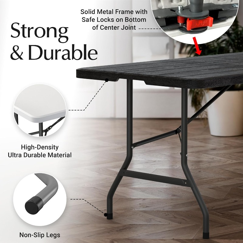 6フィート折りたたみ式テーブル（ハンドルとスチール製の脚付き - Outdoor Furniture Legs のレビューと価格
