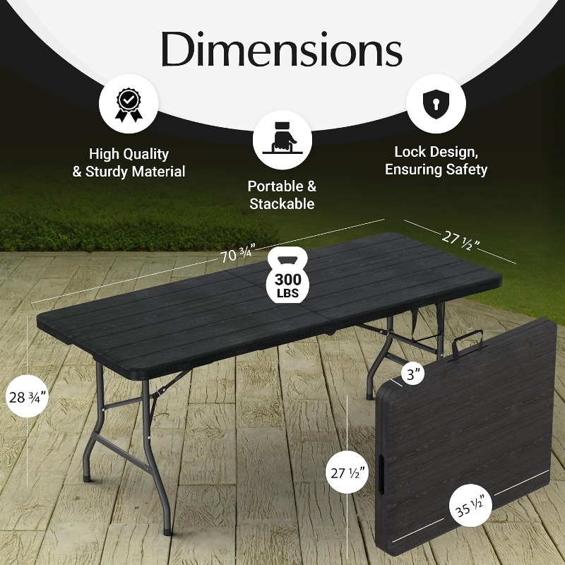 6フィート折りたたみ式テーブル（ハンドルとスチール製の脚付き - Outdoor Furniture Legs のレビューと価格
