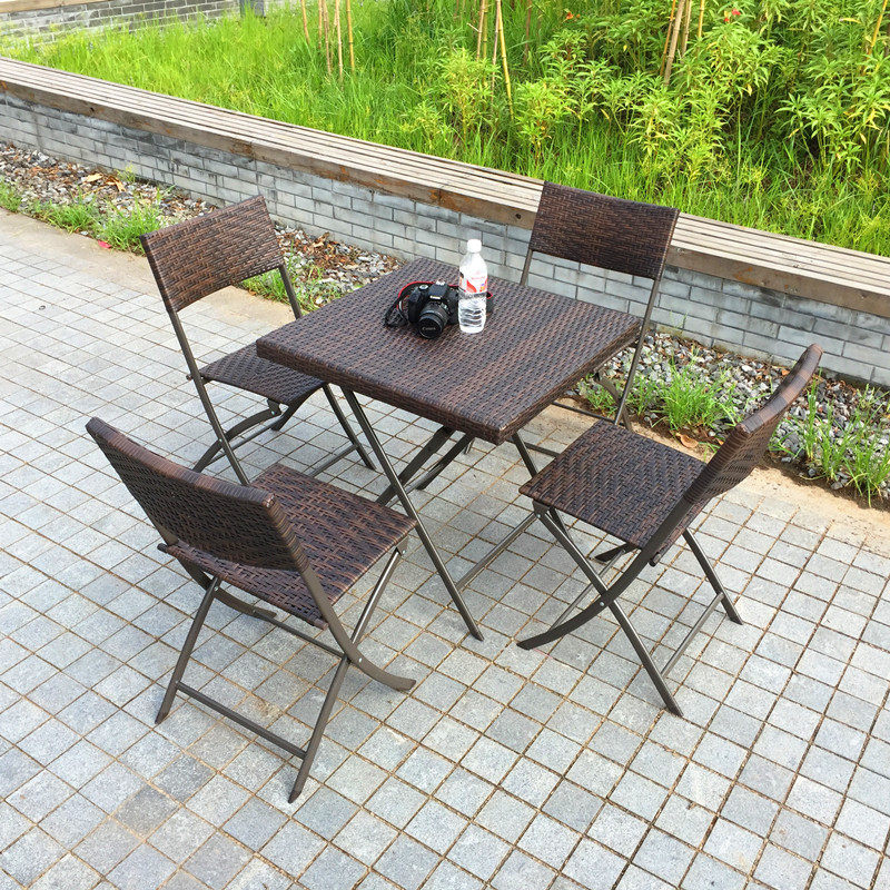 折りたたみ式屋外ガーデンセット ラタンチェア 小型コーヒーテ - Outdoor Furniture Small のレビューと価格