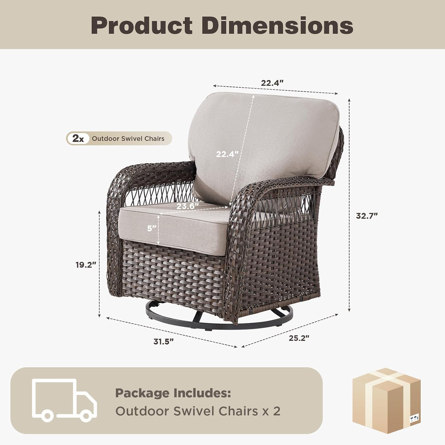 籐製スイベルロッカーパティオチェア2脚セット、デッキ、ポーチ - Deck Chair Lounger のレビューと価格