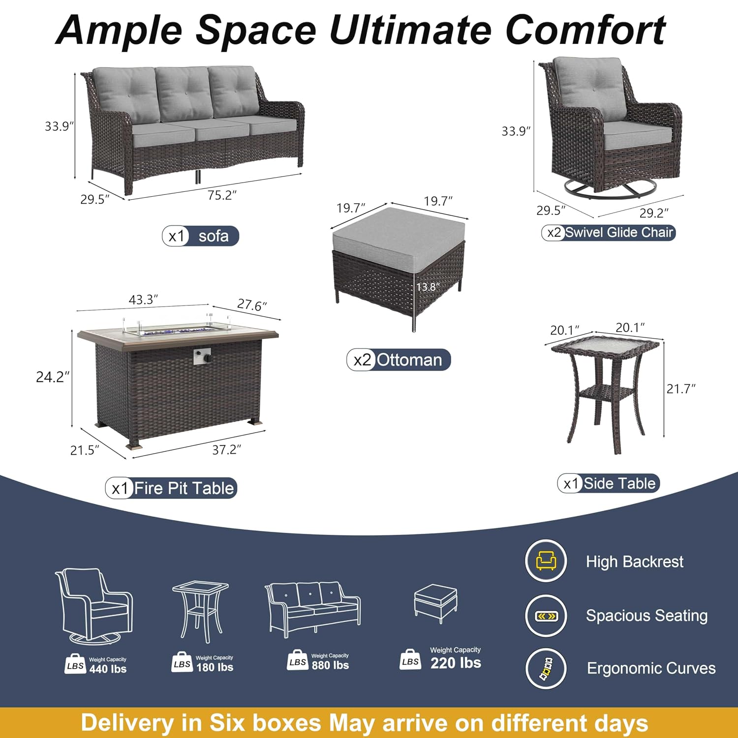 7点セットのパティオ家具セット、屋外用厚手の籐製セクショナル - Outdoor Furniture Ideas のレビューと価格