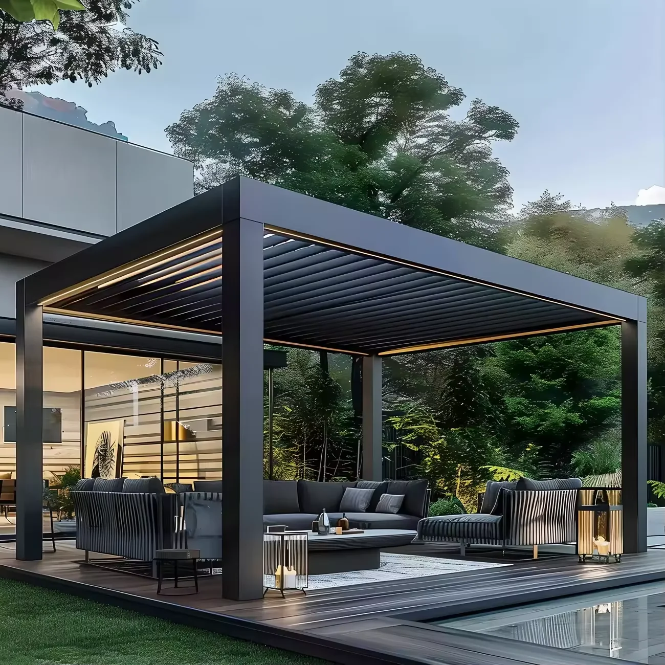 様々なサイズの屋外用耐雨性環境に優しいパビリオン、電動調整式 - Outdoor Furniture Ideas のレビューと価格