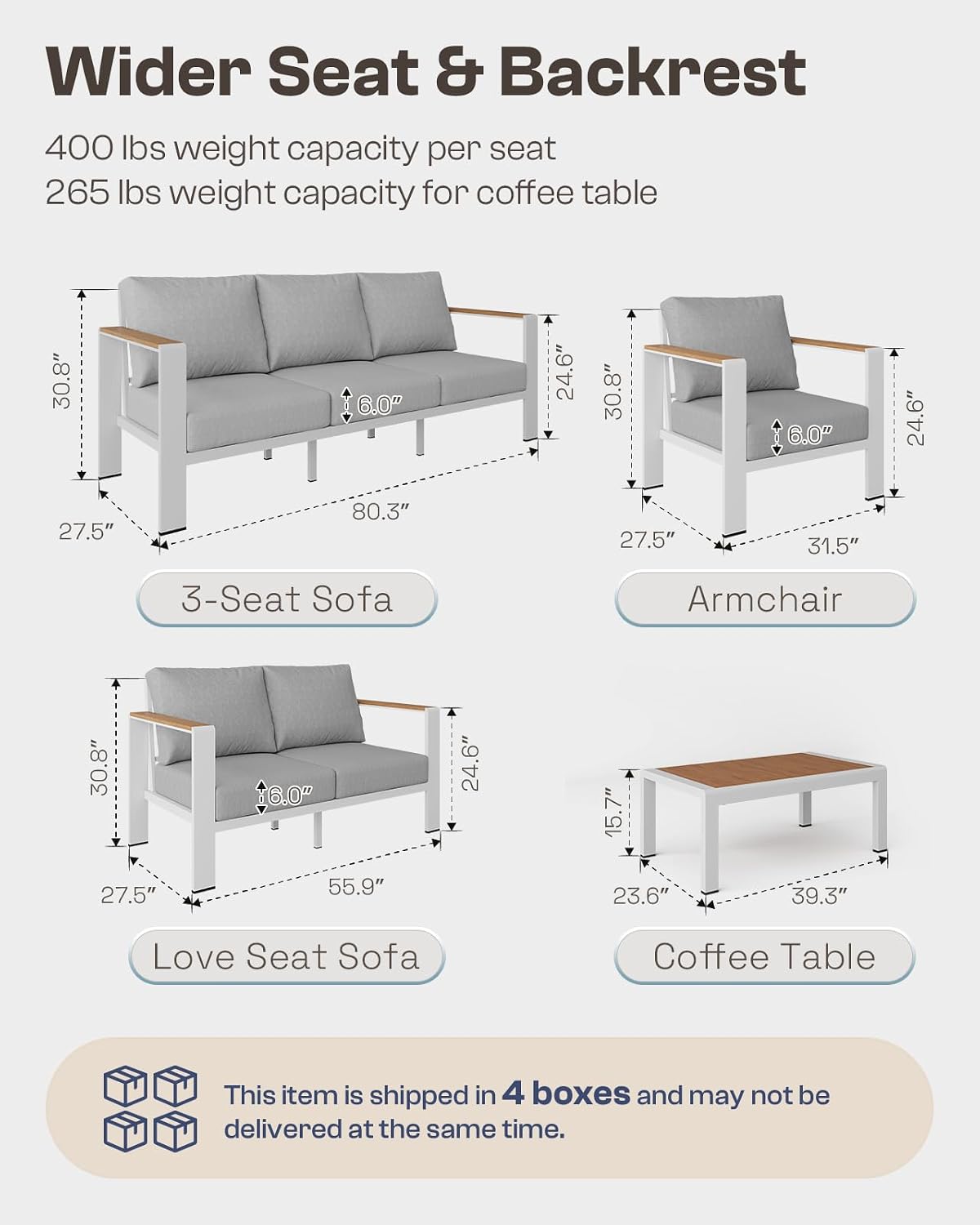 アルミ製屋外用二人掛けソファ、防錆仕様、取り外し可能＆洗濯可 - Outdoor Furniture Balcony のレビューと価格