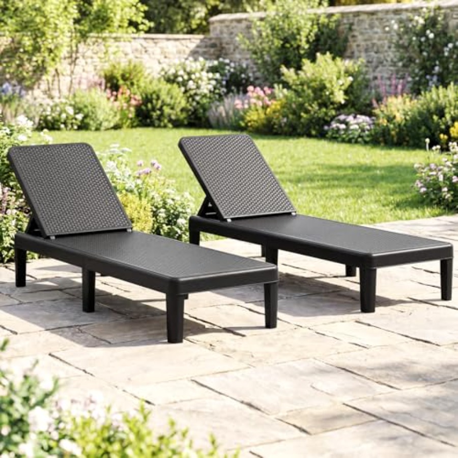 屋外用ラウンジャーチェア2脚セット（プール、庭、デッキ、ビー - Deck Chair Lounger のレビューと価格