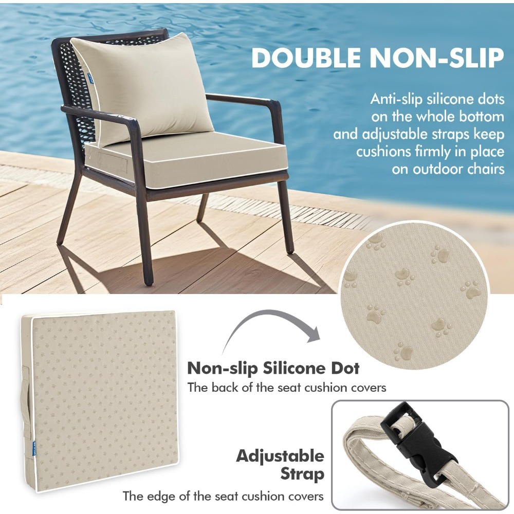 ベージュの屋外用シートクッション 24x24インチ 防水＆色 - Outdoor Furniture Cushions 24 X 24 のレビューと価格