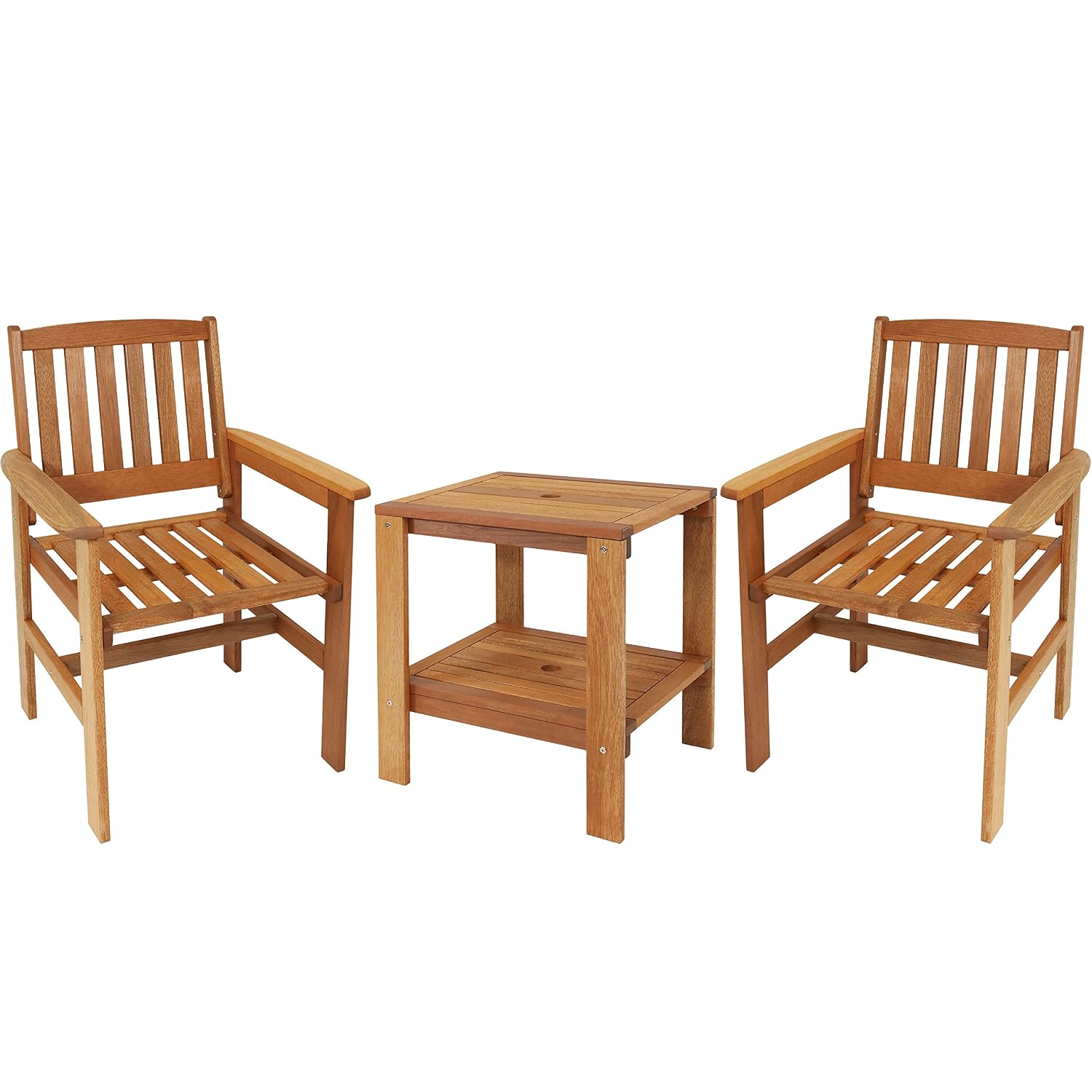 3ピース木製パティオセット（椅子2脚とテーブル）、チークオイ - Outdoor Furniture Oil Teak のレビューと価格