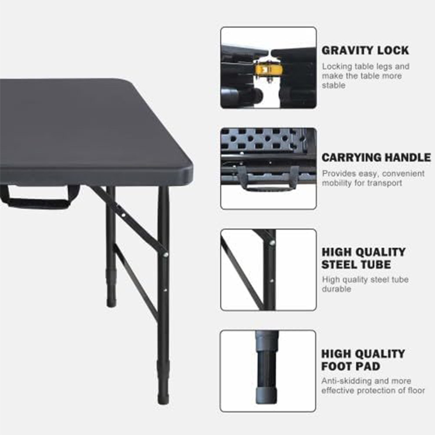 折りたたみ式テーブル 4フィート 高さ調節可能 ヘビーデュー - Outdoor Furniture Legs のレビューと価格