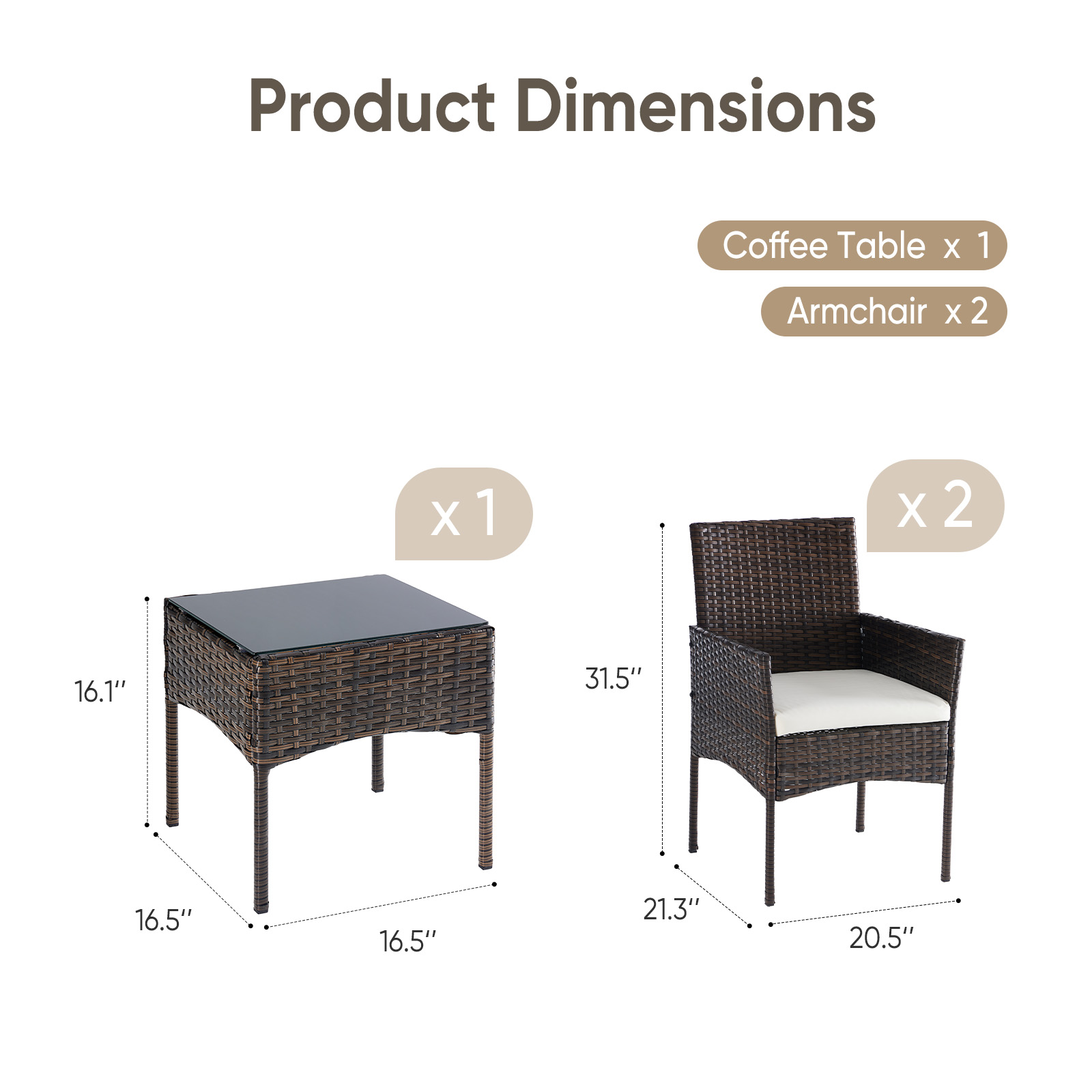 JHK大型3ピース屋外パティオ家具セット、全天候型ウィッカー - Outdoor Furniture Ideas のレビューと価格