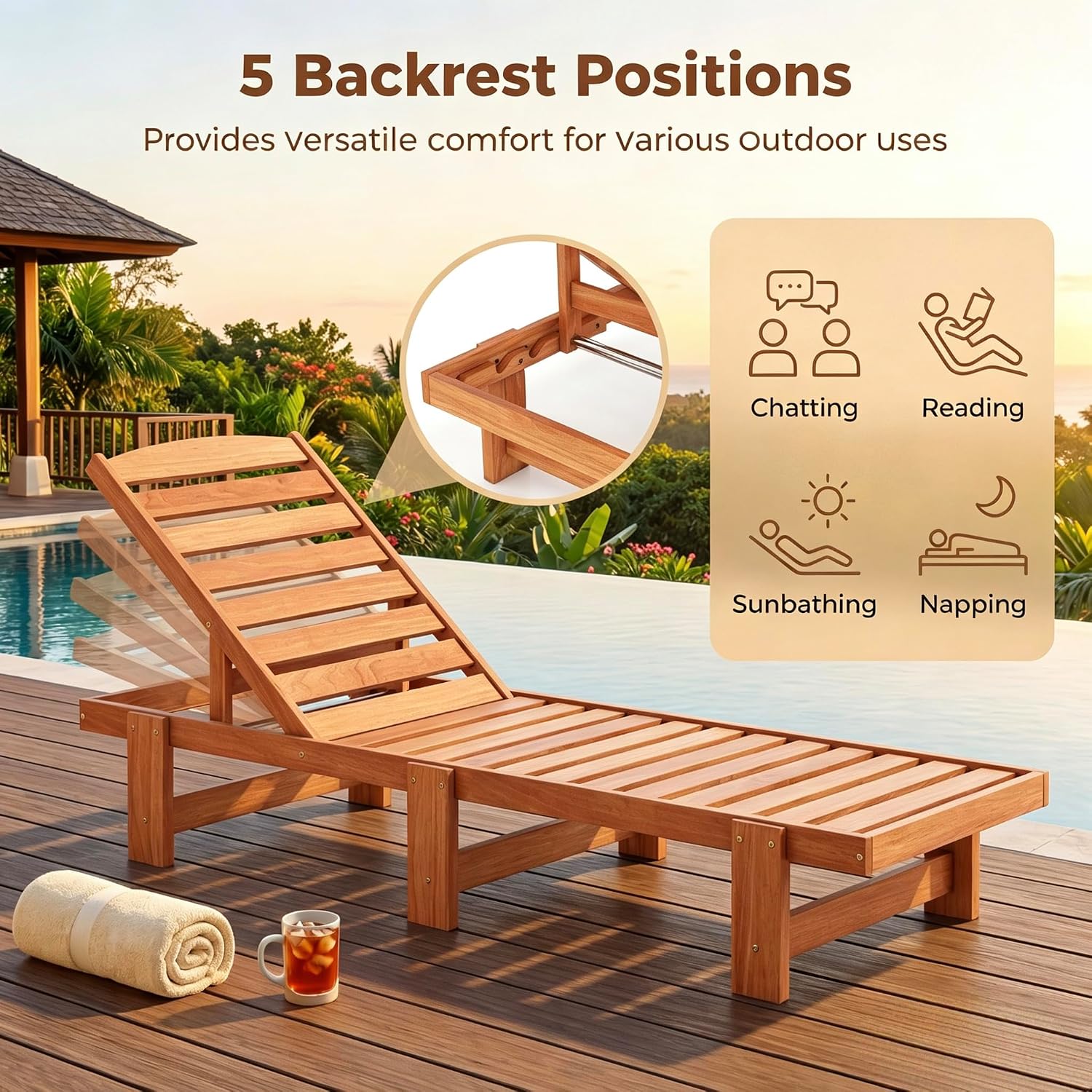 無垢材のシェーズラウンジ、屋外用ラウンジチェア、チークオイル - Outdoor Furniture Oil Teak のレビューと価格