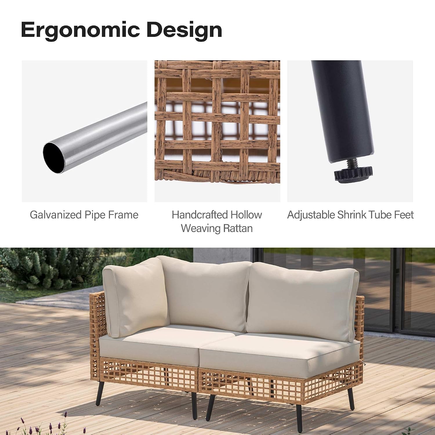 屋外用PE製ウィッカーパティオ家具セット 2ピース 全天候型 - Outdoor Furniture Balcony のレビューと価格