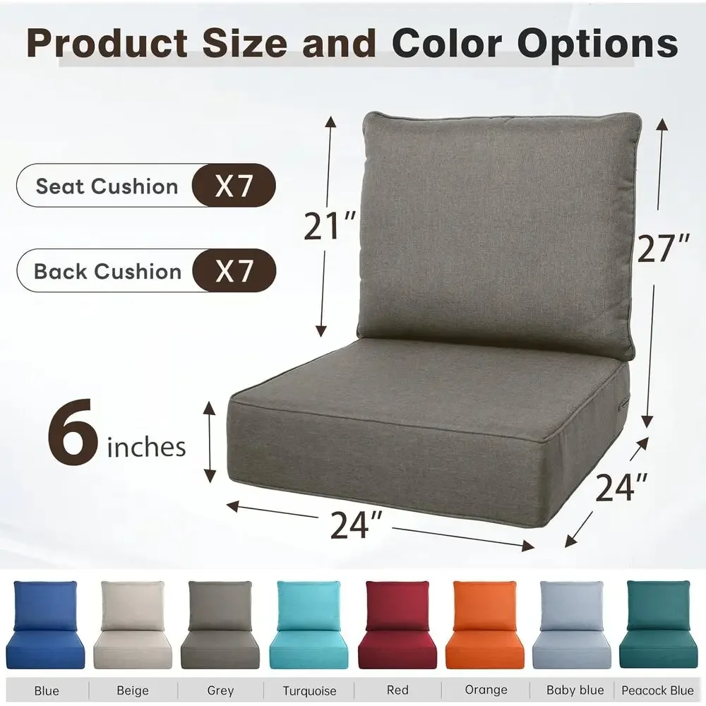 厚手の屋外用クッション6点セット - 24x24インチ、色褪 - Outdoor Furniture Cushions 24 X 24 のレビューと価格