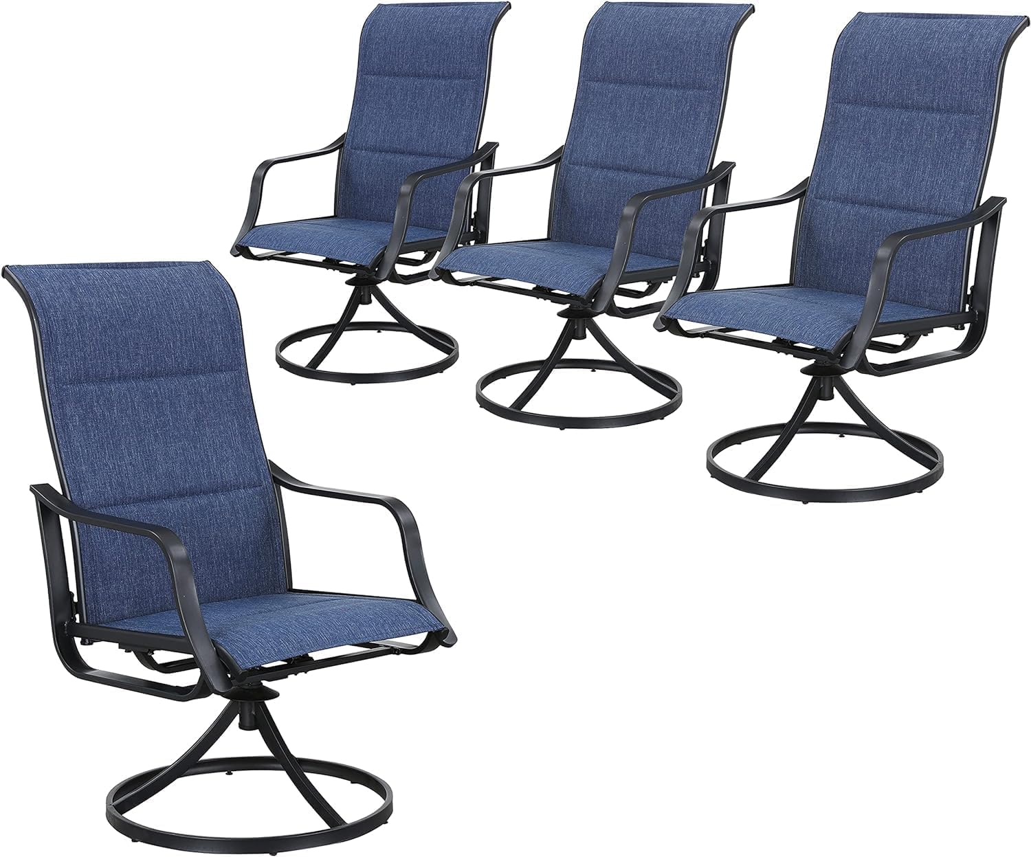 屋外用回転式パティオダイニングチェア4脚セット、ハイバックテ - Deck Chair Lounger のレビューと価格