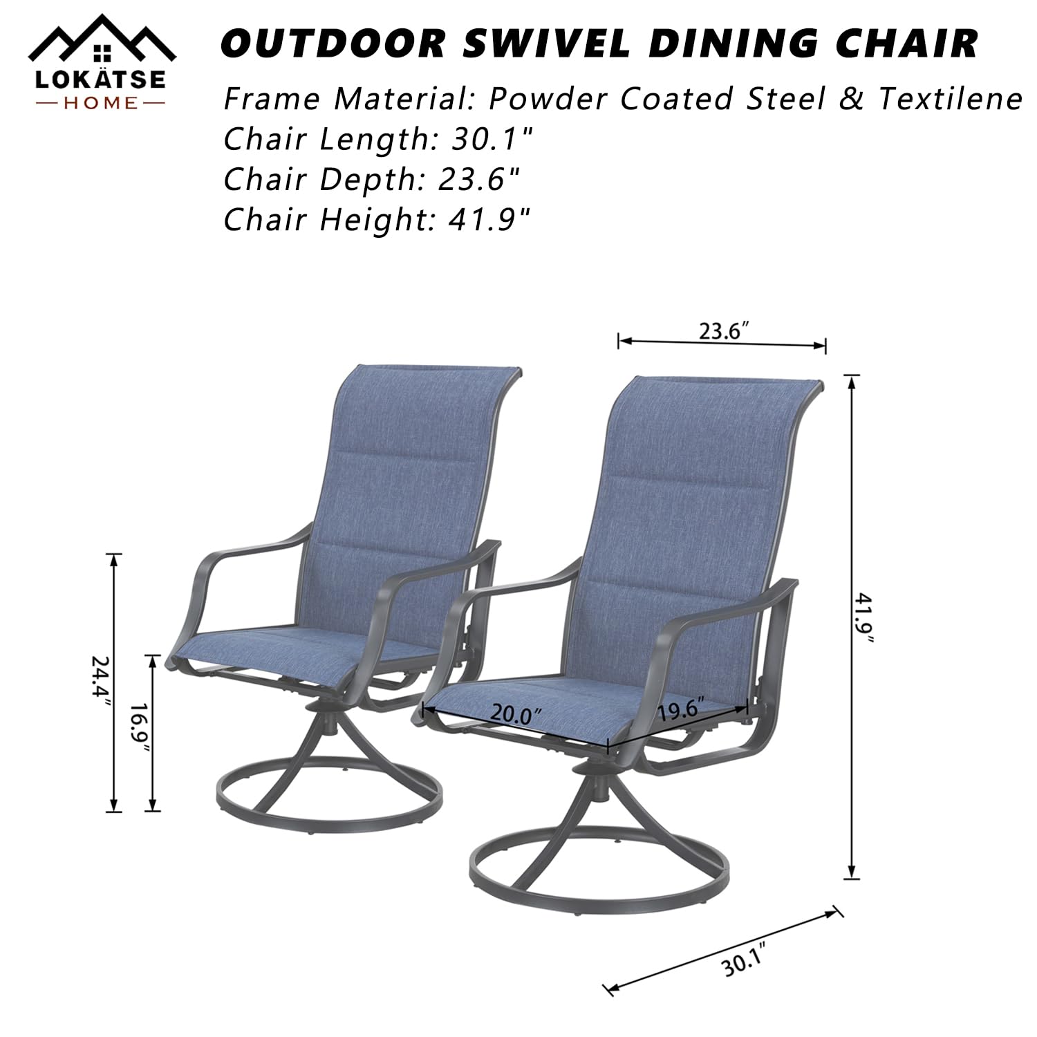 屋外用回転式パティオダイニングチェア4脚セット、ハイバックテ - Deck Chair Lounger のレビューと価格