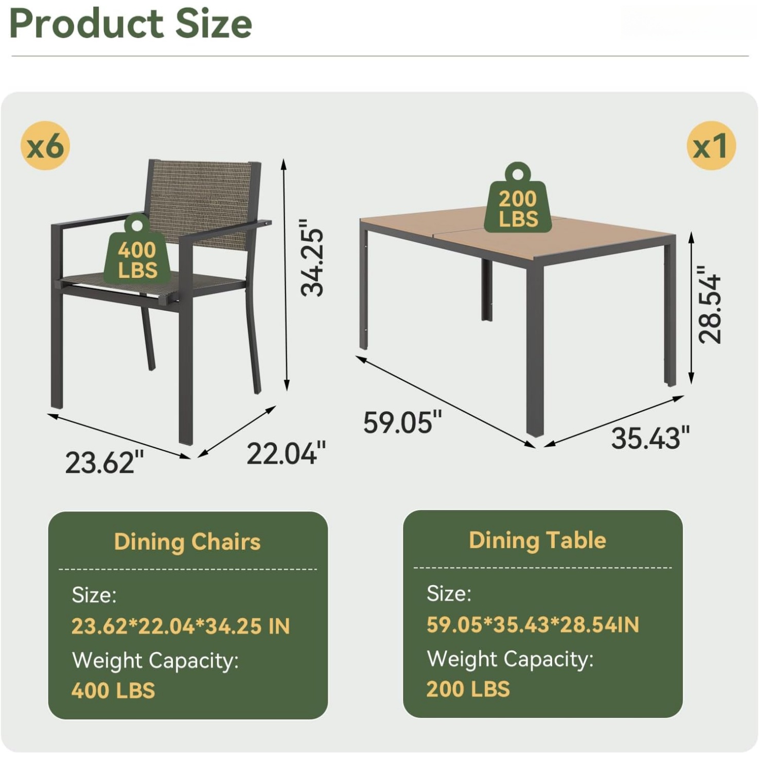 Aoxun 7点パティオダイニングセット（6人用）全天候型屋 - Outdoor Furniture Ideas のレビューと価格