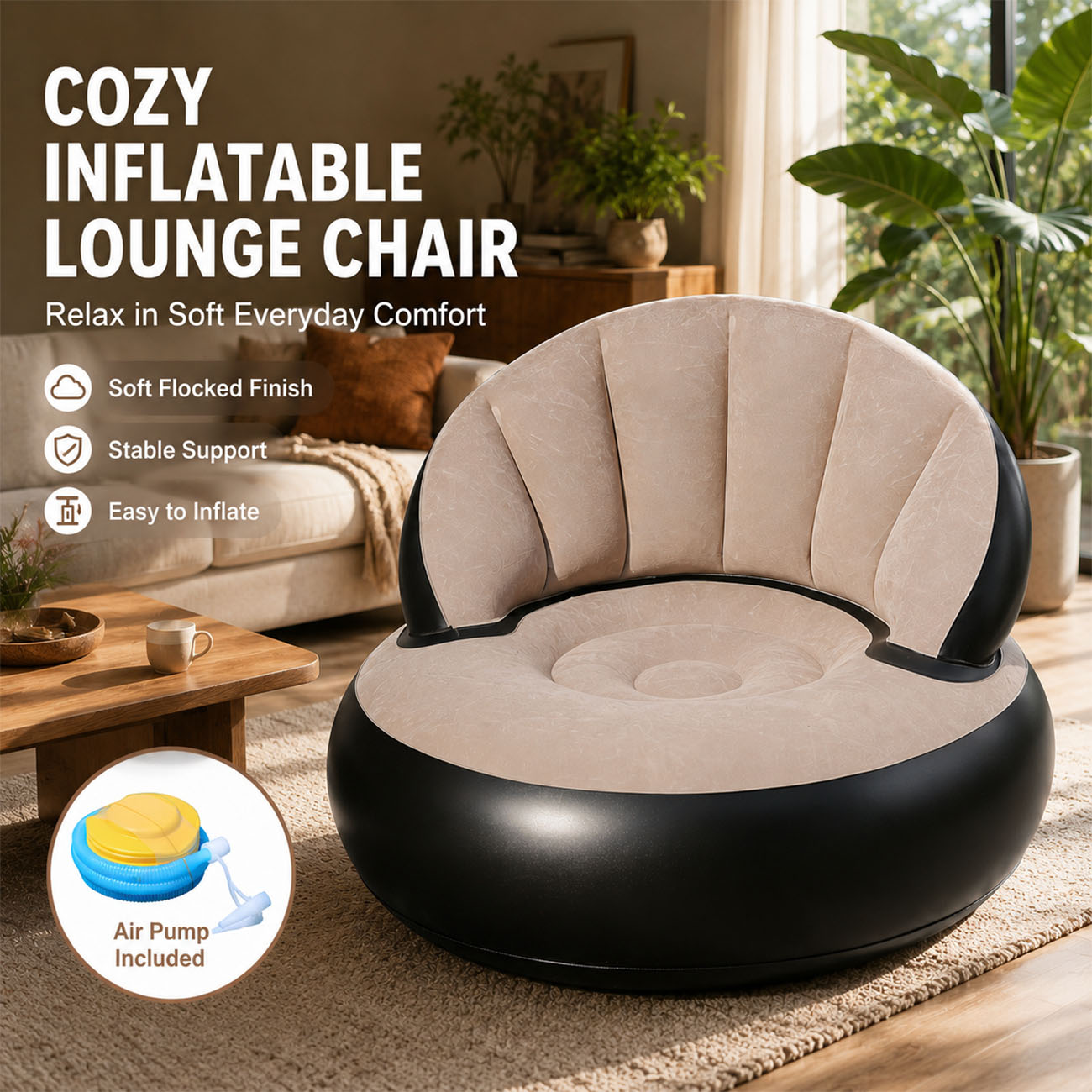 大人用インフレータブルチェア、快適なフロッキング加工ラウンジ - Outdoor Furniture Lounge のレビューと価格