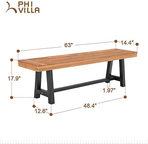 屋外用アカシア材ベンチ、長さ63インチのパティオ木製ピクニッ - Outdoor Furniture Oil Teak のレビューと価格