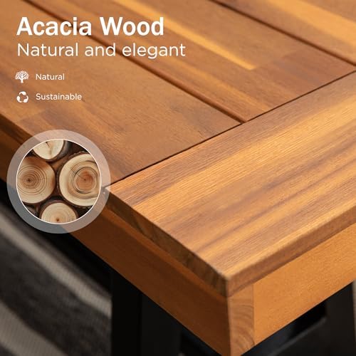 屋外用アカシア材ベンチ、長さ63インチのパティオ木製ピクニッ - Outdoor Furniture Oil Teak のレビューと価格